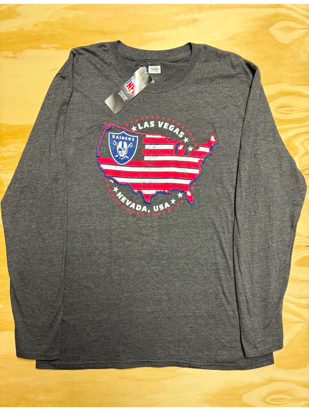 Team Apparel NFL Las Vegas Raiders Men’s L Gray Long Sleeve Shirt Football